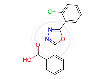 Chemical structure of 2-(5-(2-Chlorophenyl)-1,3,4-oxadiazol-2-yl)benzoic acid