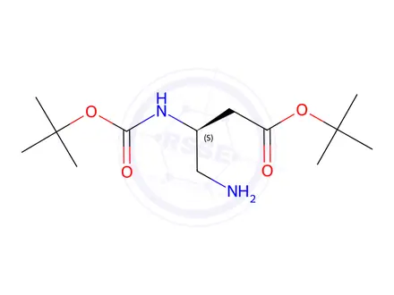 Chemical structure of tert-Butyl (S)-4-amino-3-((tert-butoxycarbonyl)amino)butanoate