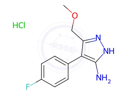 Chemical structure of 4-(4-Fluorophenyl)-3-(methoxymethyl)-1H-pyrazol-5-amine hydrochloride