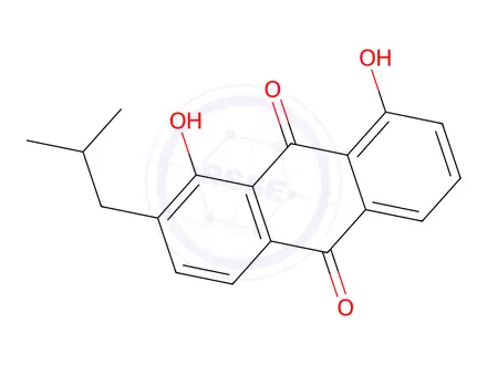 Chemical structure of 1,8-Dihydroxy-2-isobutylanthracene-9,10-dione