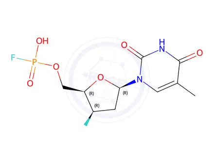 Chemical structure of 3'-fluoro-3'-deoxythymidine-5'-fluorophosphate