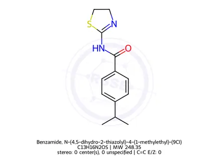 Chemical structure of Benzamide, N-(4,5-dihydro-2-thiazolyl)-4-(1-methylethyl)-(9CI)