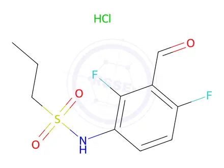 Chemical structure of N-(2,4-difluoro-3-formylphenyl)propane-1-sulfonamide hydrochloride