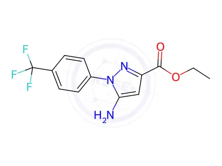 Chemical structure of Ethyl 5-amino-1-(4-(trifluoromethyl)phenyl)-1H-pyrazole-3-carboxylate