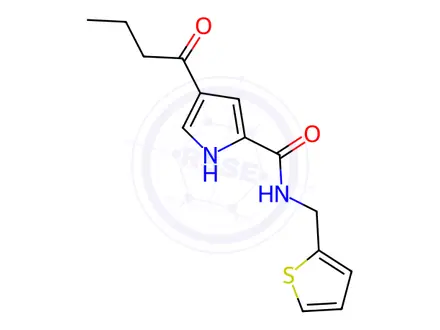 Chemical structure of 4-Butyryl-N-(thiophen-2-ylmethyl)-1H-pyrrole-2-carboxamide