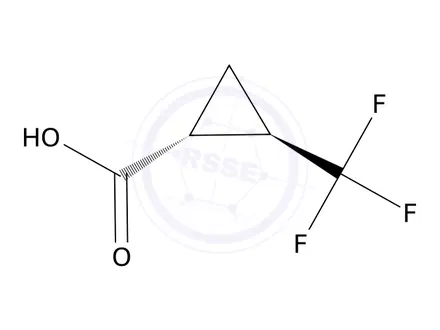 Chemical structure of (1R,2R)-2-(trifluoromethyl)cyclopropanecarboxylic acid