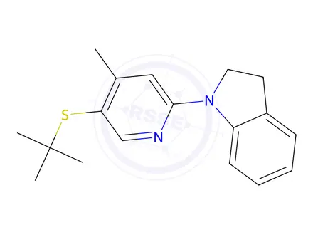 Chemical structure of 1-(5-(tert-Butylthio)-4-methylpyridin-2-yl)indoline