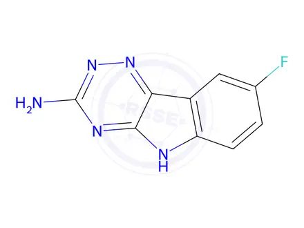 Chemical structure of 8-fluoro-5H-[1,2,4]triazino[5,6-b]indol-3-amine