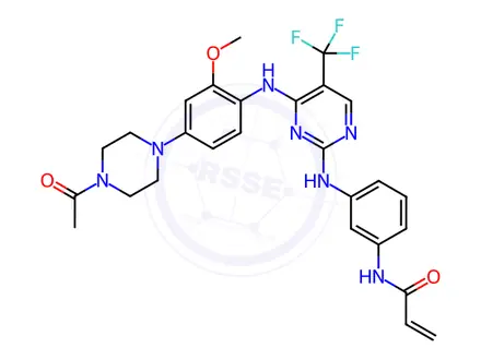 Chemical structure of N-(3-((4-((4-(4-acetylpiperazin-1-yl)-2-methoxyphenyl)amino)-5-(trifluoromethyl)pyrimidin-2-yl)amino)phenyl)acrylamide