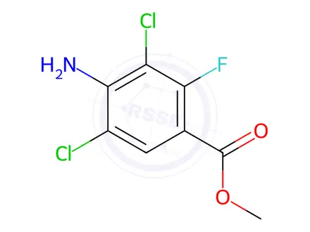 Chemical structure of Benzoic acid, 4-amino-3,5-dichloro-2-fluoro-, methyl ester