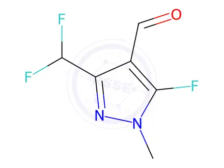 Chemical structure of 3-(Difluoromethyl)-5-fluoro-1-methyl-1H-pyrazole-4-carbaldehyde