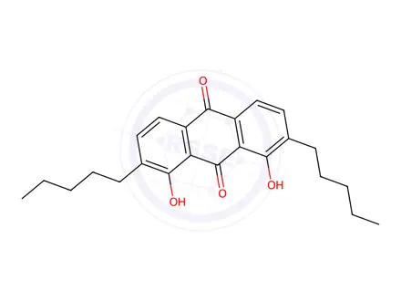 Chemical structure of 1,8-Dihydroxy-2,7-dipentylanthracene-9,10-dione