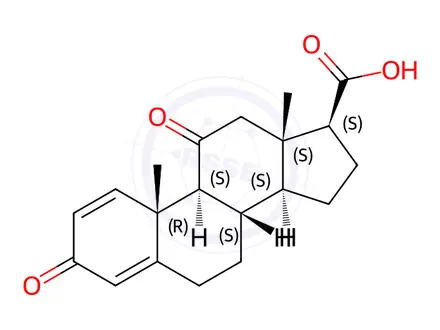 Chemical structure of (17ß)-3,11-Dioxoandrosta-1,4-diene-17-carboxylic Acid