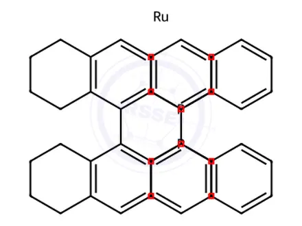 Chemical structure of Dimethylammoniumdichlorotri(mu-chloro)bis[(R)-(+)-2,2'-bis(diphenylphosphino)-5,5',6,6',7,7',8,8'-octahydro-1,1'-binaphthyl]diruthenate(II)
