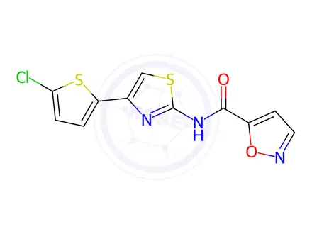 Chemical structure of N-(4-(5-Chlorothiophen-2-yl)thiazol-2-yl)isoxazole-5-carboxamide