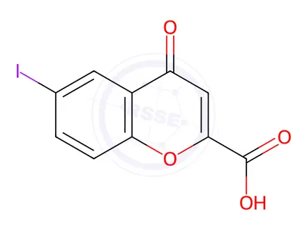 Chemical structure of 6-iodo-4-oxo-4H-chroMene-2-carboxylic acid