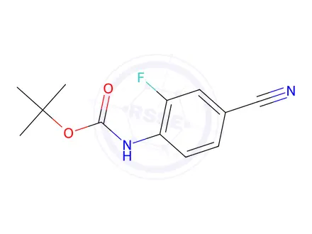Chemical structure of tert-Butyl (4-cyano-2-fluorophenyl)carbamate