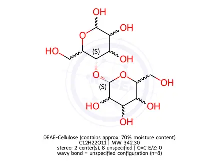 Chemical structure of DEAE-Cellulose (contains approx. 70% moisture content)