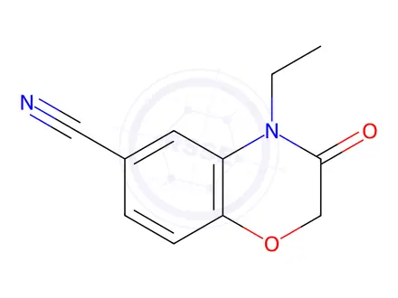 Chemical structure of 4-Ethyl-3,4-dihydro-3-oxo-2H-1,4-benzoxazine-6-carbonitrile