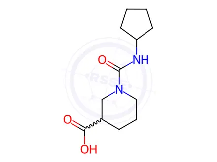 Chemical structure of 1-(Cyclopentylcarbamoyl)piperidine-3-carboxylic acid