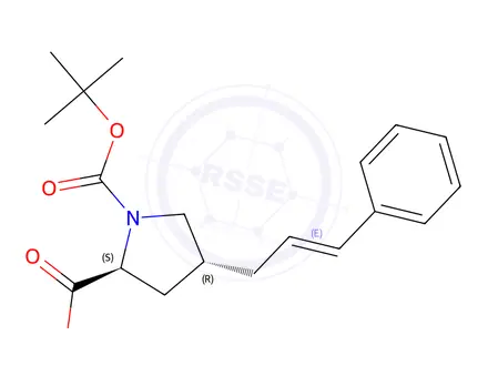 Chemical structure of (2S,4R,2E)-1-(tert-Butoxycarbonyl)-4-cinnamylpyrrolidine-2-carboxylic acid