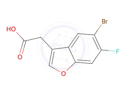 Chemical structure of 2-(5-Bromo-6-fluorobenzofuran-3-yl)acetic acid