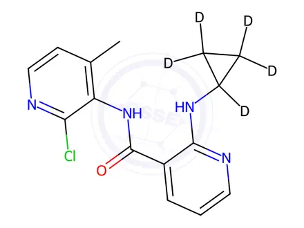 Chemical structure of N-(2-Chloro-4-methyl-3-pyridinyl)-2-(cyclopropyl-d5-amino)-3-pyridine-carboxamide