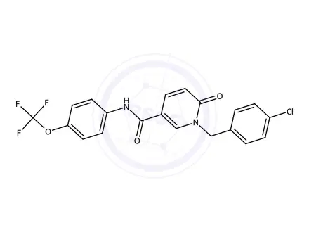 Chemical structure of 1-(4-Chlorobenzyl)-6-oxo-N-(4-(trifluoromethoxy)phenyl)-1,6-dihydropyridine-3-carboxamide