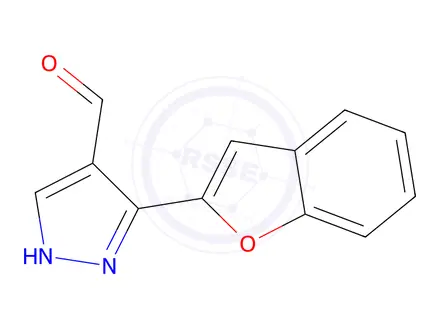 Chemical structure of 3-(1-benzofuran-2-yl)-1H-pyrazole-4-carbaldehyde