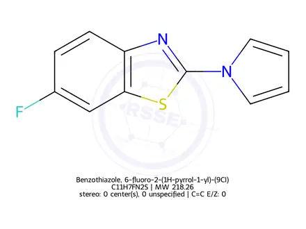 Chemical structure of Benzothiazole, 6-fluoro-2-(1H-pyrrol-1-yl)-(9CI)