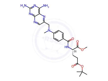 Chemical structure of 5-(1,1-Dimethylethyl) 1-Methyl N-[4-[[(2,4-Diamino-6-pteridinyl)methyl]methylamino]benzoyl]-L-glutamate