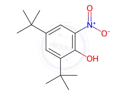 Chemical structure of 2,4-di-tert-butyl-6-nitrophenol