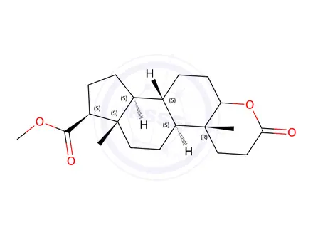 Chemical structure of (4aR,4bS,6aS,7S,9aS,9bS)-methyl 4a,6a-dimethyl-2-oxohexadecahydroindeno[5,4-f]chromene-7-carboxylate