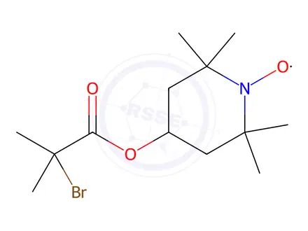 Chemical structure of 1-oxyl-(2,2,6,6-tetramethylpiperidine)-4-yl 2-bromo-2-methyl-propanoate