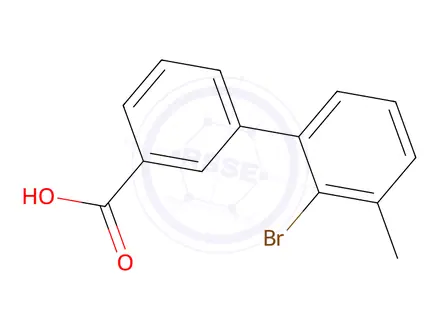 Chemical structure of 2'-Bromo-3'-methyl-[1,1'-biphenyl]-3-carboxylic acid