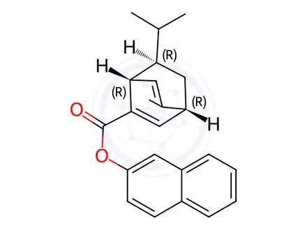 Chemical structure of 2-Naphthyl (1R,4R,7R)-7-isopropyl-5-methylbicyclo[2.2.2]octa-2,5-diene-2-carboxylate