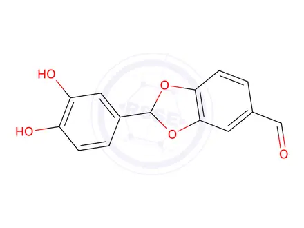 Chemical structure of 2-(3,4-Dihydroxyphenyl)-1,3-benzodioxole-5-carboxaldehyde