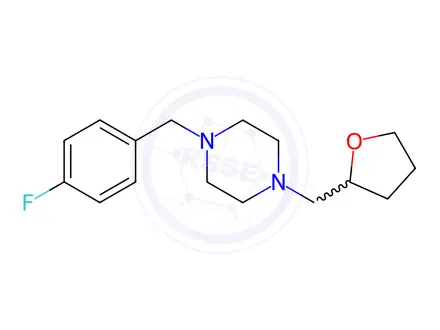 Chemical structure of Piperazine, 1-[(4-fluorophenyl)methyl]-4-[(tetrahydro-
