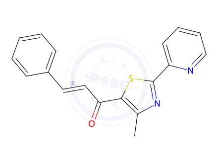 Chemical structure of (E)-1-(4-methyl-2-(pyridin-2-yl)thiazol-5-yl)-3-phenylprop-2-en-1-one