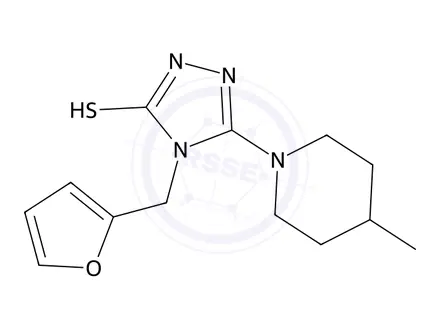 Chemical structure of 4-(2-furylmethyl)-5-(4-methylpiperidin-1-yl)-4H-1,2,4-triazole-3-thiol