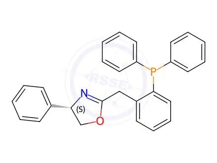 Chemical structure of Oxazole, 2-[[2-(diphenylphosphino)phenyl]methyl]-4,5-dihydro-4-phenyl-, (4S)-