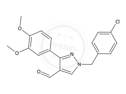Chemical structure of 1-(4-Chlorobenzyl)-3-(3,4-dimethoxyphenyl)-1H-pyrazole-4-carbaldehyde
