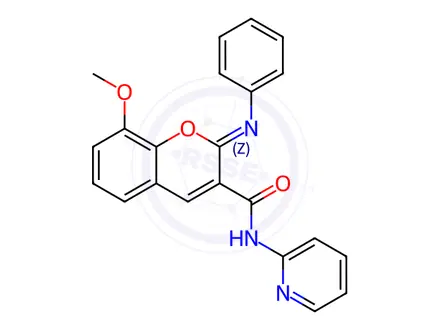 Chemical structure of (2Z)-8-Methoxy-2-(phenylimino)-N-(pyridin-2-yl)-2H-chromene-3-carboxamide
