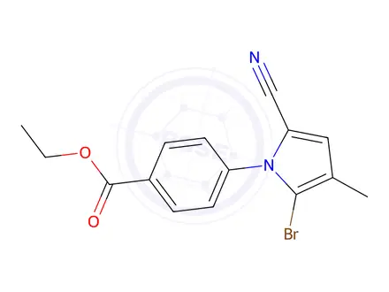 Chemical structure of Ethyl 4-(2-bromo-5-cyano-3-methyl-1H-pyrrol-1-yl)benzoate