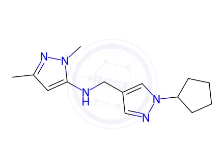 Chemical structure of N-[(1-cyclopentyl-1H-pyrazol-4-yl)methyl]-1,3-dimethyl-1H-pyrazol-5-amine