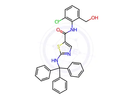 Chemical structure of N-[2-Chloro-6-(hydroxymethyl)phenyl]-2-[(triphenylmethyl)amino]-5-thiazolecarboxamide