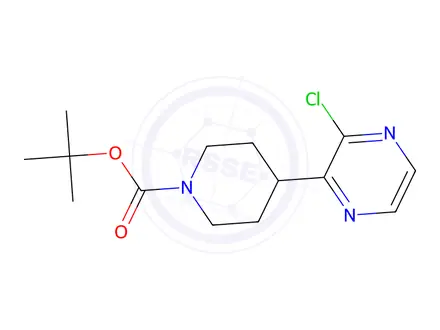 Chemical structure of tert-butyl 4-(3-chloropyrazin-2-yl)piperidine-1-carboxylate