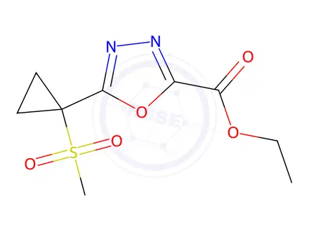 Chemical structure of Ethyl 5-(1-(methylsulfonyl)cyclopropyl)-1,3,4-oxadiazole-2-carboxylate