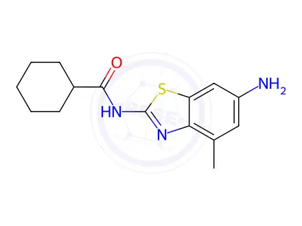 Chemical structure of N-(6-amino-4-methylbenzo[d]thiazol-2-yl)cyclohexanecarboxamide