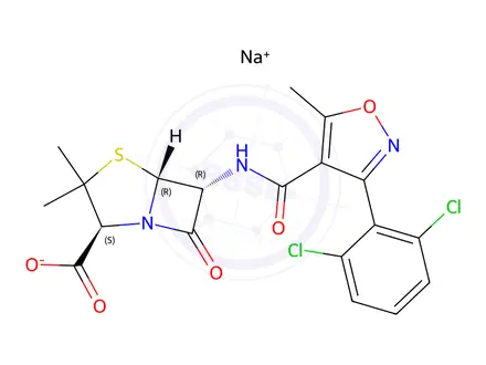 Chemical structure of Dicloxacillin Sodium Salt